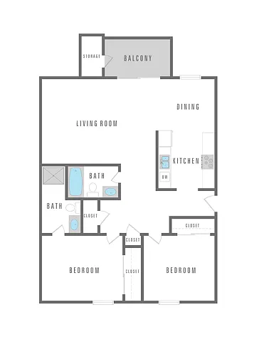 Floor plan 2 Bedroom 2 Bath