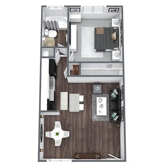 Floor plan A2: 1 Bed 1 Bath