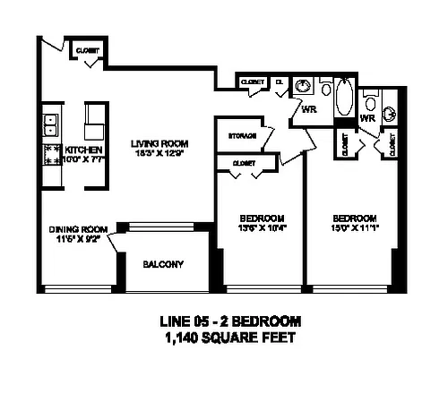 Floor plan 2 Bed 1.5 Bath E