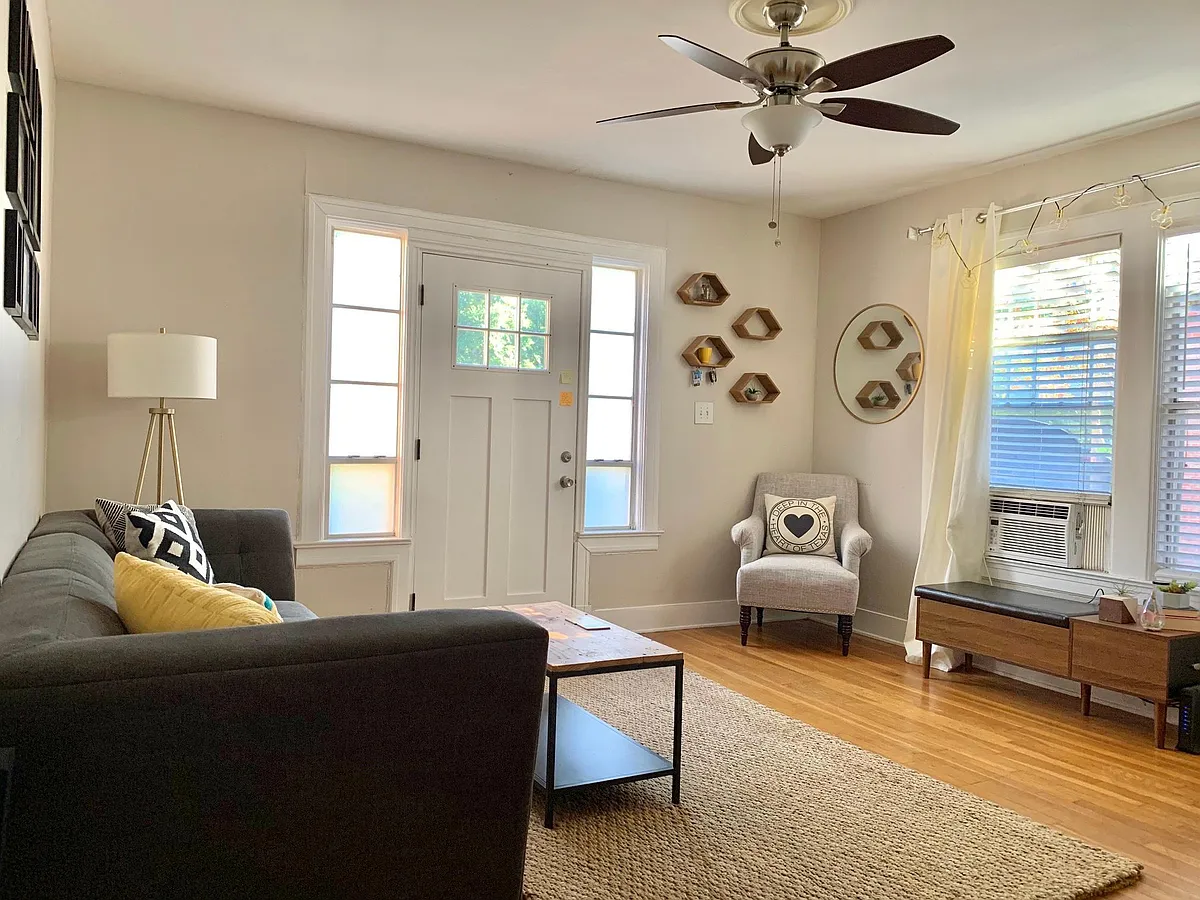 Living room (pictured with furniture for space-planning) - 1613 Abrams Rd #2