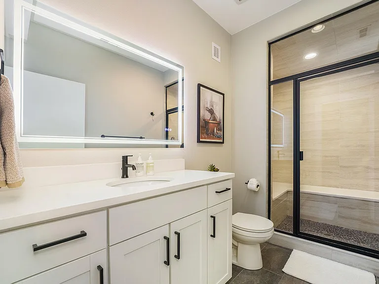 Basement restroom w/ steam system