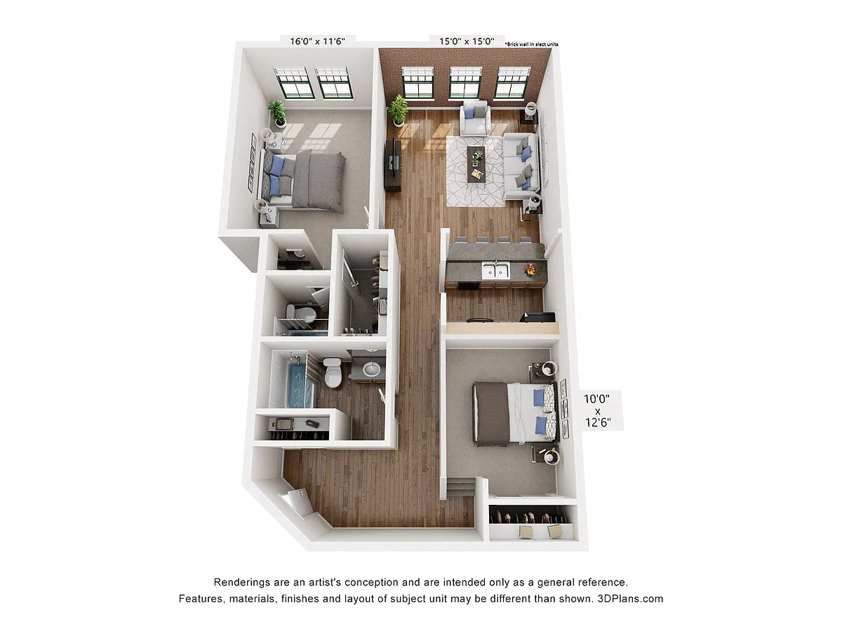 Floor plan Two Bedroom Two Bath Loft