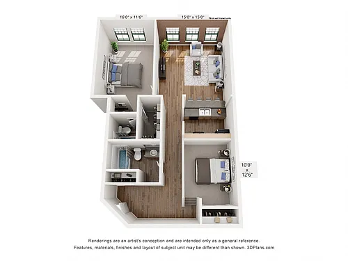 Floor plan Two Bedroom Two Bath Loft