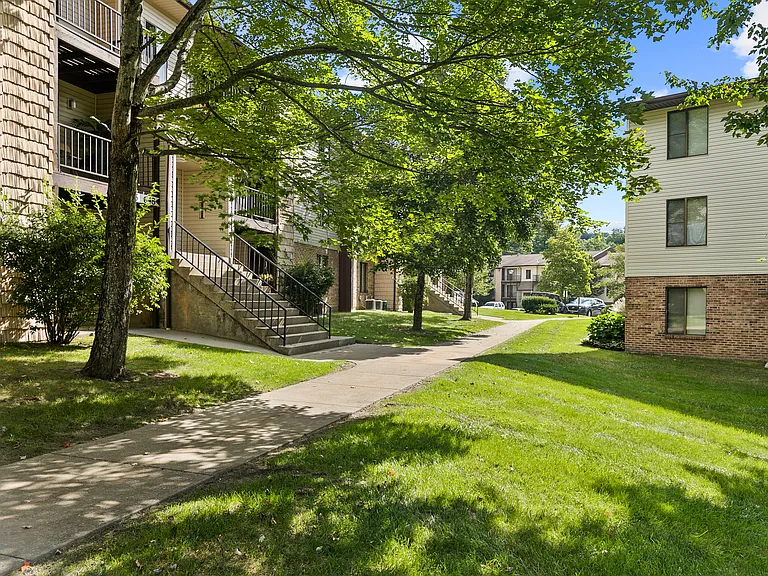 Well-kept walkways and courtyards offer a picturesque view and a serene environment.