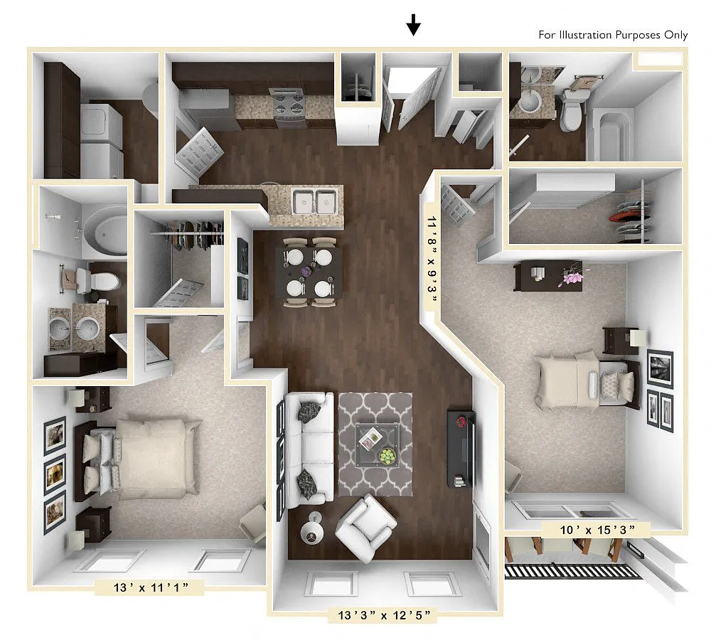 Floor plan The Santa Cruz 2 BR 2 BA