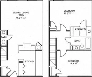Floor plan 2 Bedroom 1.5 Bath TH Large