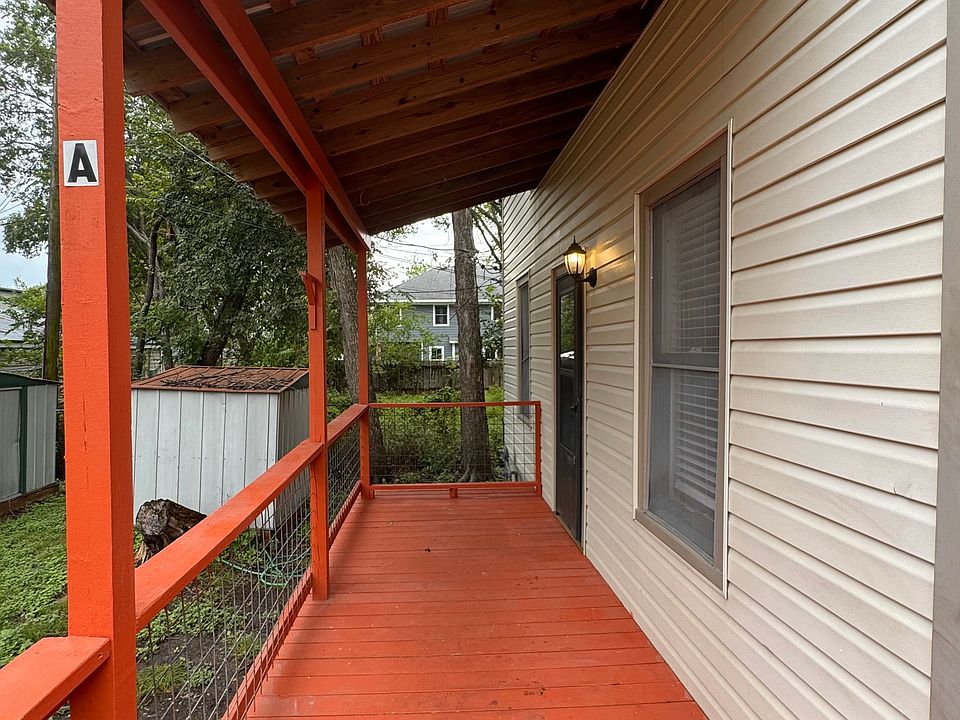Size porch perfect for hanging plants or setting up chairs for a Zen hangout space.