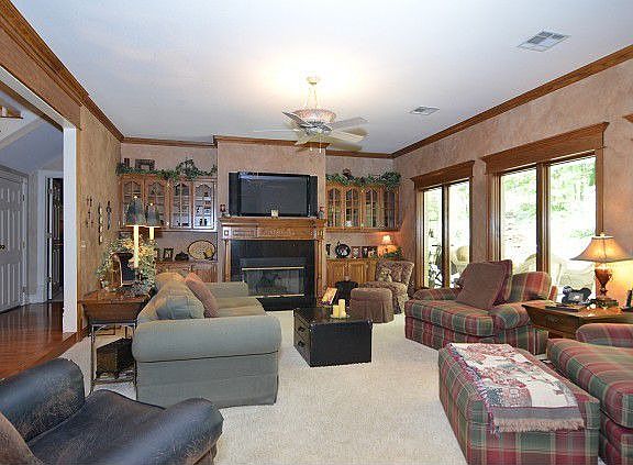 Spacious family room offers fireplace