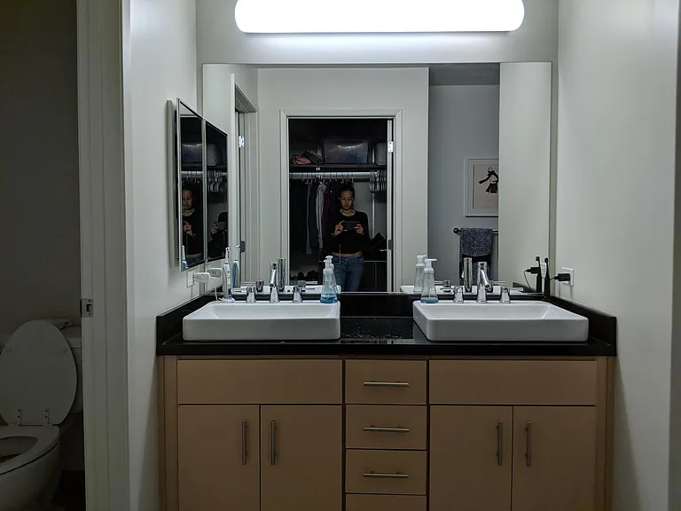 Master bath with custom dual sinks
