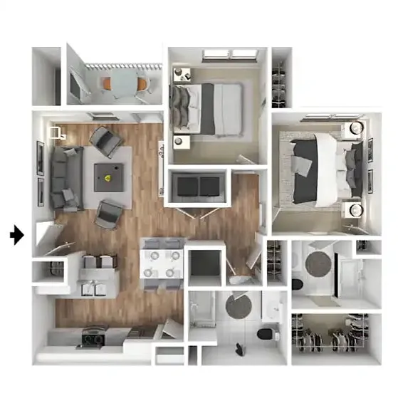 Floor plan 2 Bedroom 2 Bath