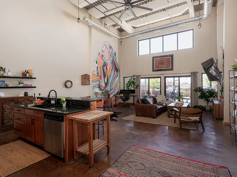 Ceilings are 28ft tall, mural was commissioned by a local artist featured around downtown