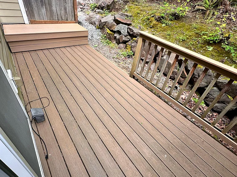Back deck facing greenbelt area