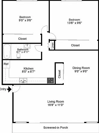 Two bedroom floor plan Two bedroom floor plan