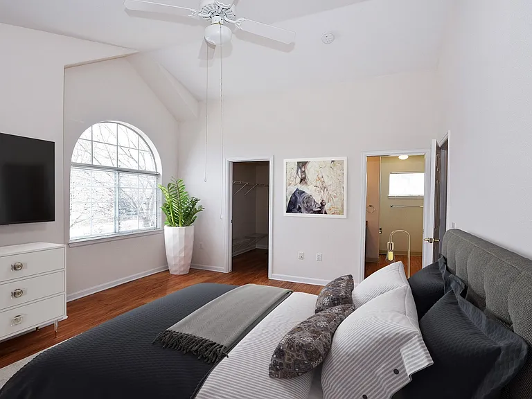 Master bedroom with walk-in closet and private bathroom