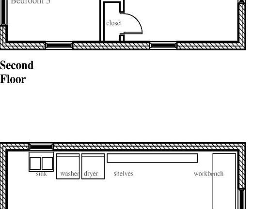 PLANS: 2nd floor (above) & 
basement (below)