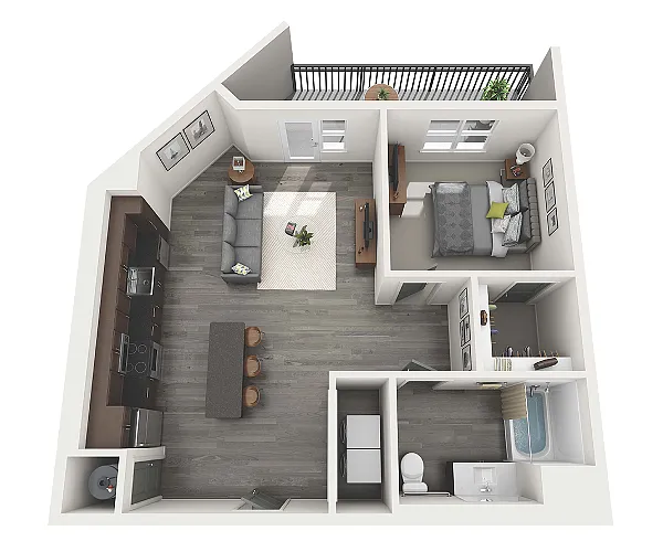 Floor plan 1 Bedroom 1 Bath - 821 sq. ft.