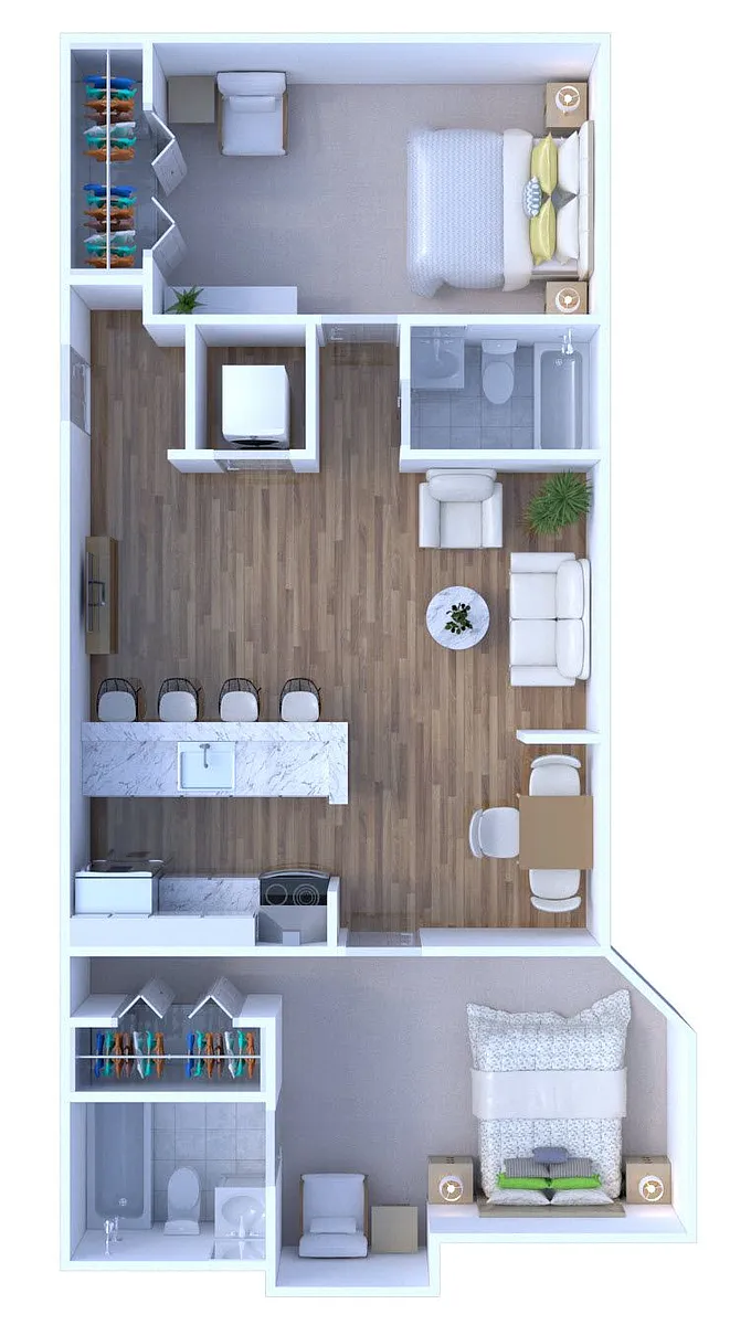 Floor plan 2 Bed 2 Bath | Classic