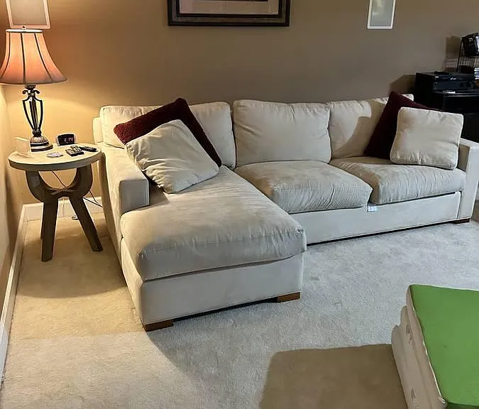 Downstairs family room/3rd bedroom. Crate & Barrel couch, called by guests "the world's most comfortable couch."
