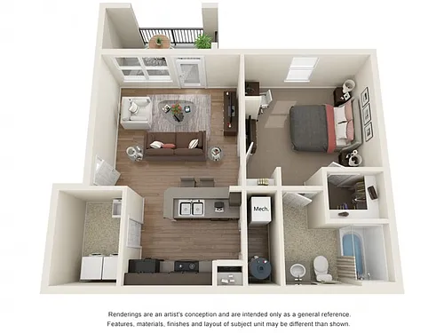 Floor plan 1 BR Place Suite