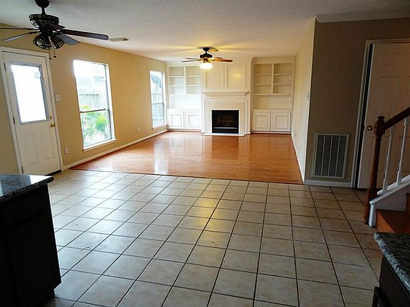 tiled breakfast area leads to family room