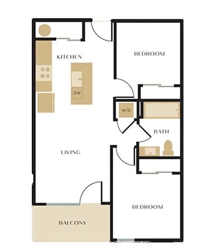 Floor plan B (2 BD/1 BA)