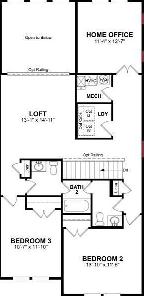 Open Loft, laundry room, and 3rd Bedroom or Home office on 2nd floor.