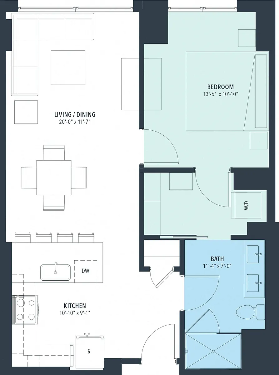 Floor plan 1 Bed/1 Bath-a10L