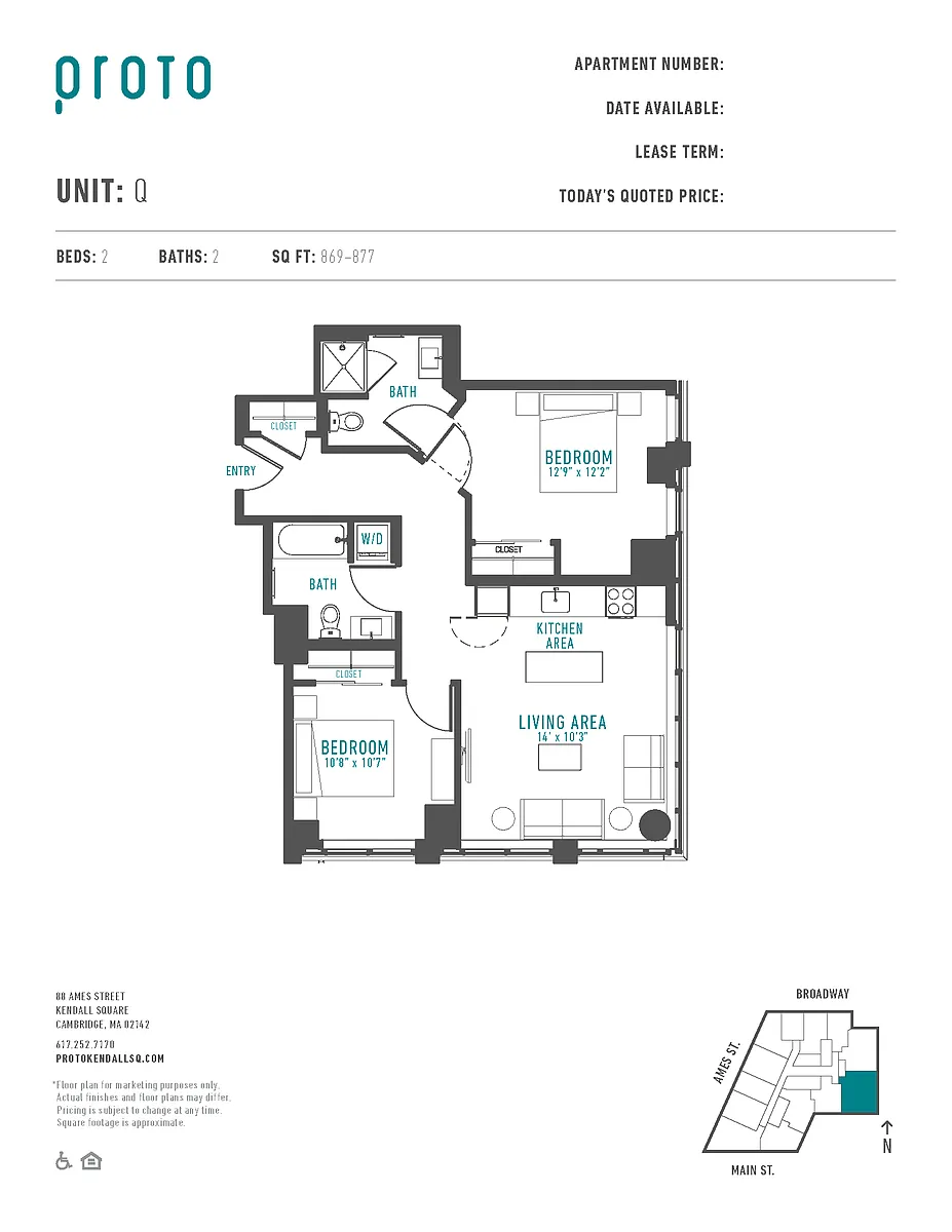 Floor plan 2 Bed/2 Bath-Q
