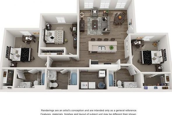 The room for rent is the far left room.