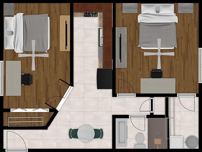 2 Bed efficiency floor plan