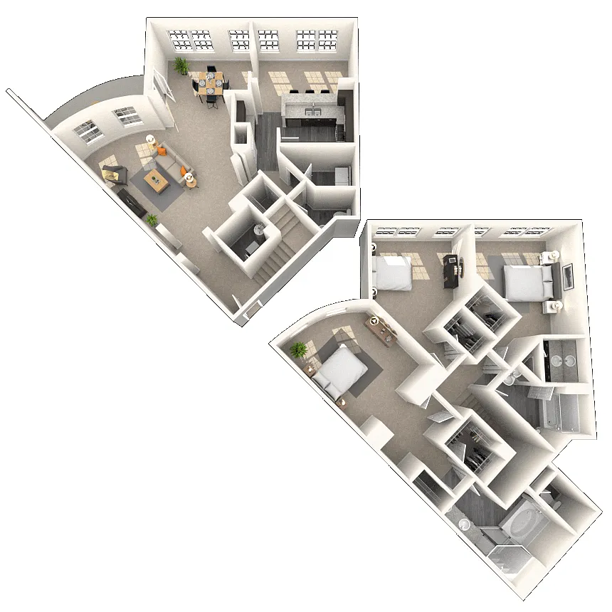 Floor plan Dual Level 3x2.5 2080 SF