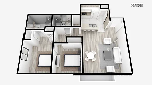 Floor plan Two Bed ~ Two Bath