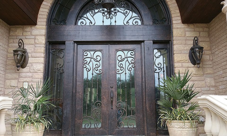 Metal frame doors.