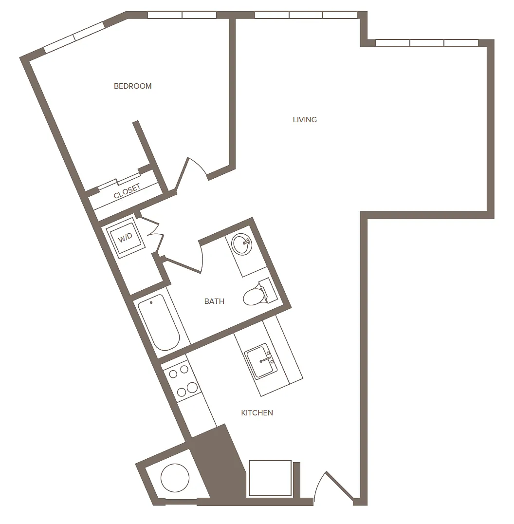 Floor plan 1 Bed/1 Bath-C
