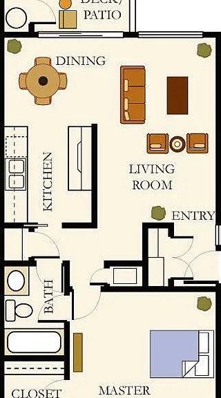 1bd/1ba Evergreen Floorplan 1bd/1ba Evergreen Floorplan