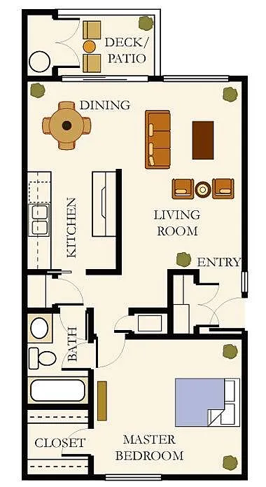 Floor plan 1x1 Evergreen