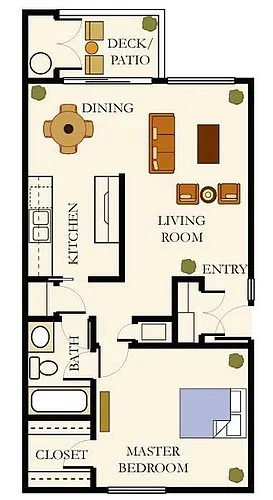 Floor plan 1x1 Evergreen Remodel W/D Hook Ups