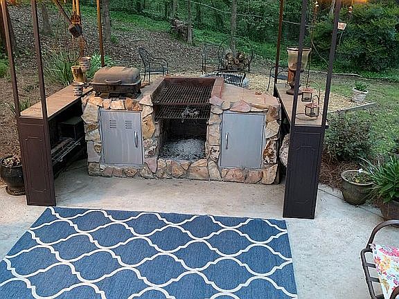 Covered grill on patio