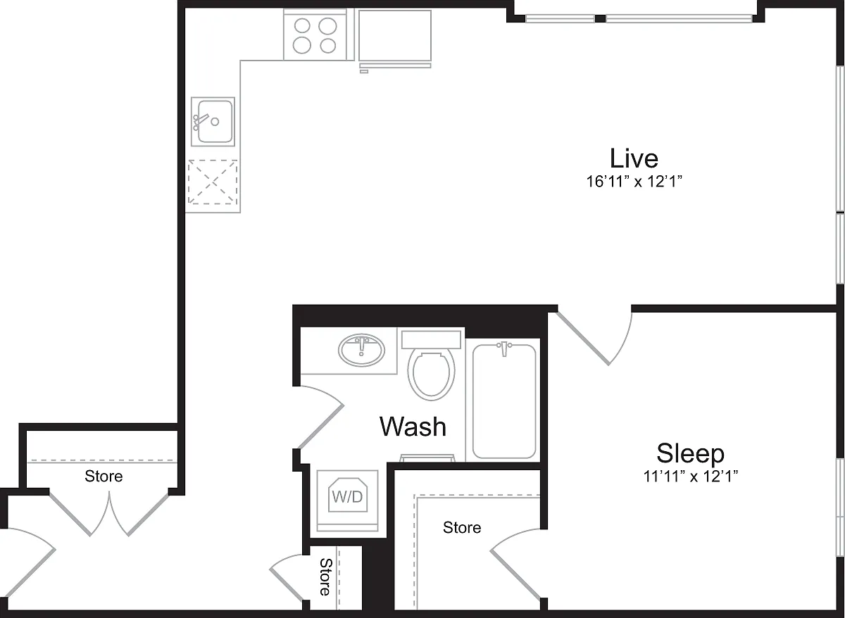 Floor plan 1 Bedroom A
