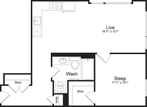 Floor plan 1 Bedroom A