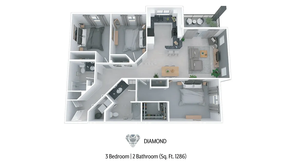 Floor plan 3 Bedroom 2 Bathroom