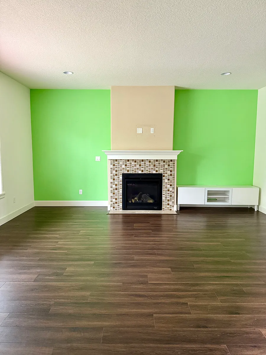 open living space (the lime green walls are painted gray color) - 3769 SE McKenzie Ave