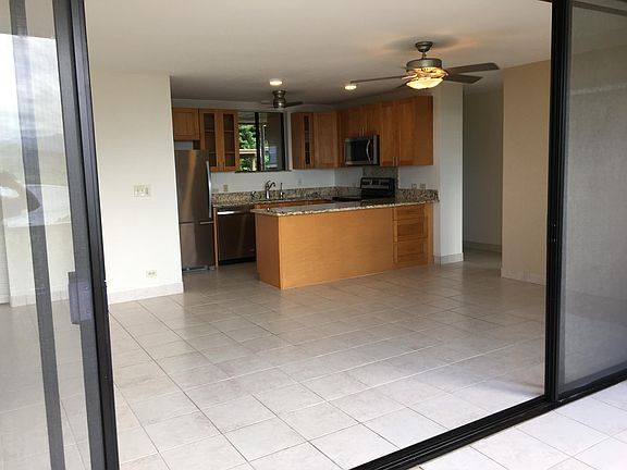 Kitchen and living room.