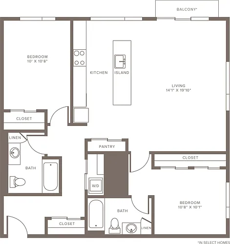 Floor plan ZB2 - Two Bedroom - MFTE - Income Restricted