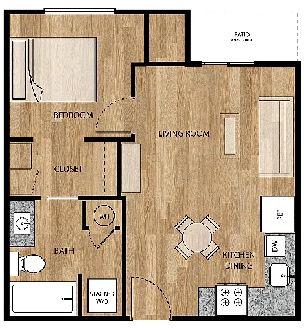 Floor plan One Bedroom, One Bathroom