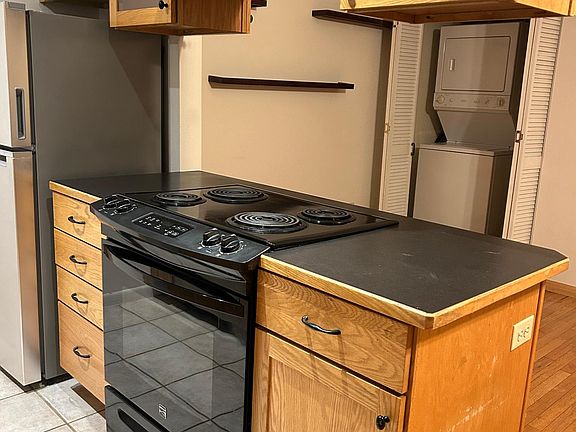 Kitchen with new refrigerator