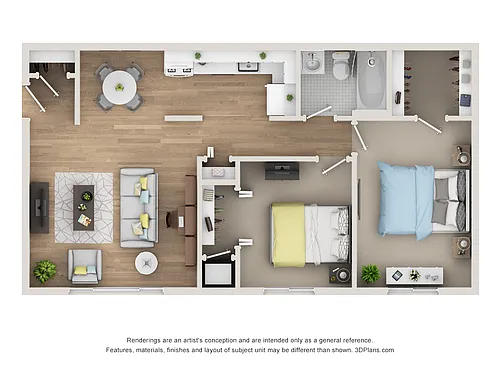 Floor plan Two Bed One Bath