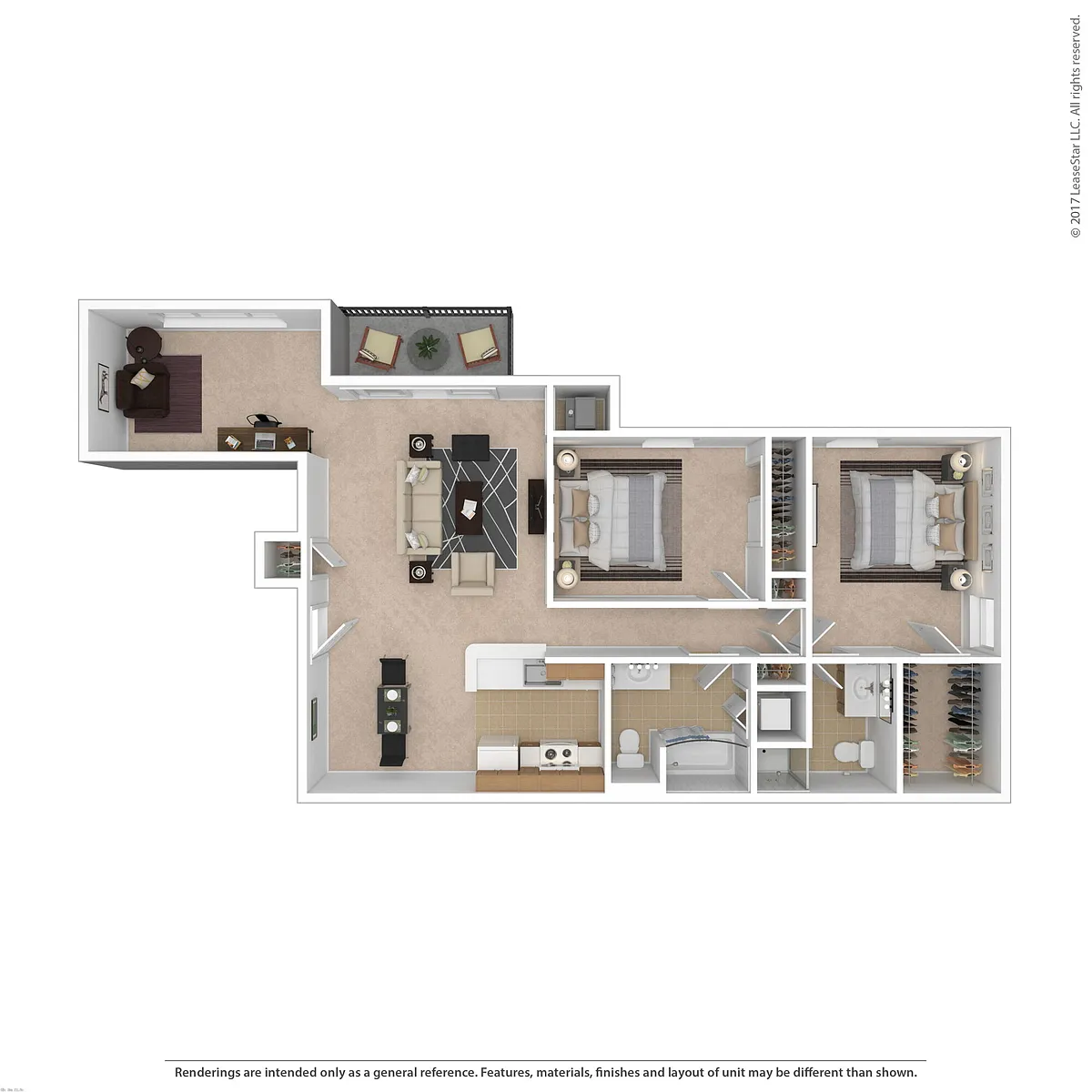Floor plan 2 Bedroom Traditional with Den