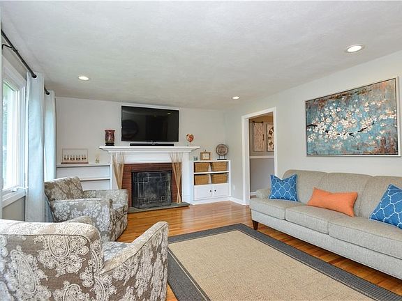 Wood burning fireplace.