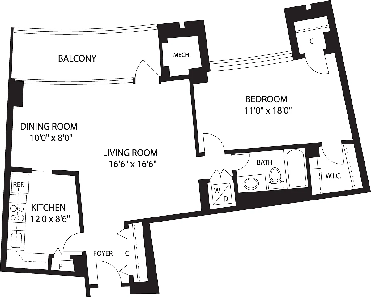 Floor plan 1 Bedroom L